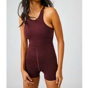 Free People Movement Every Single Time Runsie Chocolate Brown Yoga Bodysuit XS/S